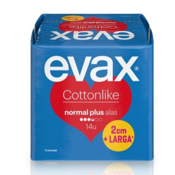 EVAX COTTONLIKE NORMAL PLUS ALAS 14 COMPRESAS