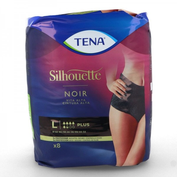 Tena Silhouette Negro Cintura Alta T-g 8 Uds