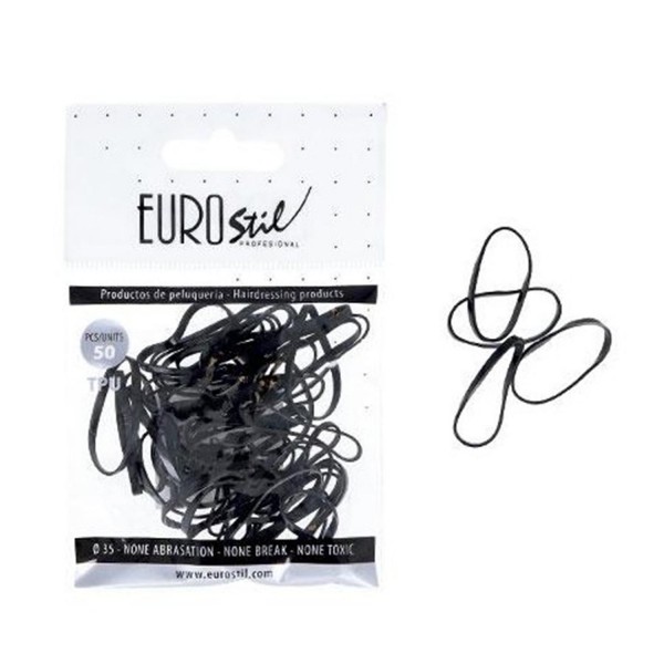 Eurostil cabello bolsa de gomas negras 50un