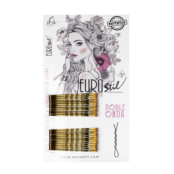 Eurostil cabello caja de clips doble onda bronze 24un