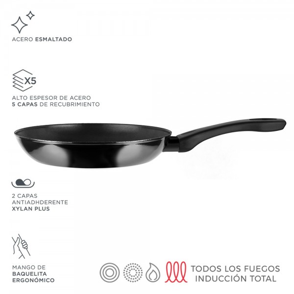 Sartén de acero aisi 430 indutherm negra ø24cm