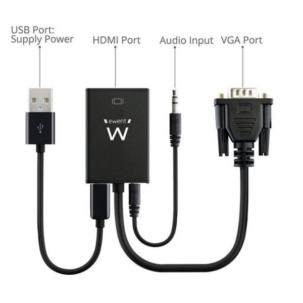Ewent ew9866 adaptador vga/hdmi con audio
