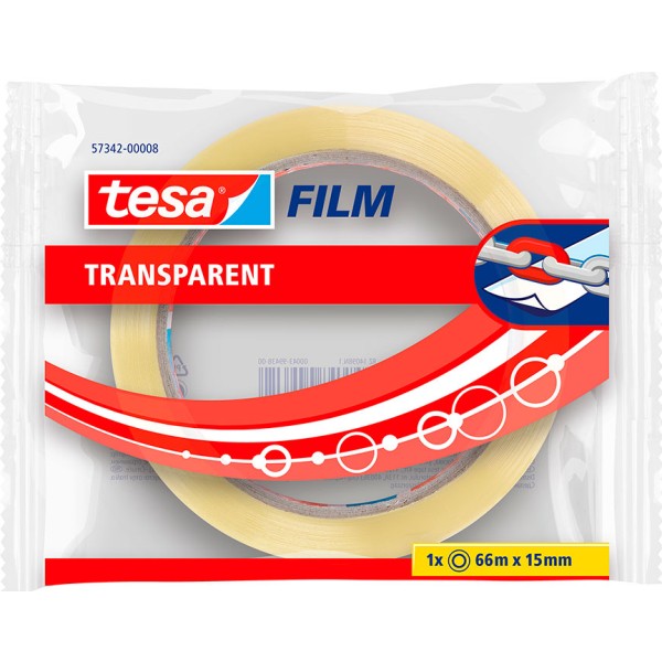 Cinta adhesiva transparente 15 mm x 66 m (pack 2 unidades)