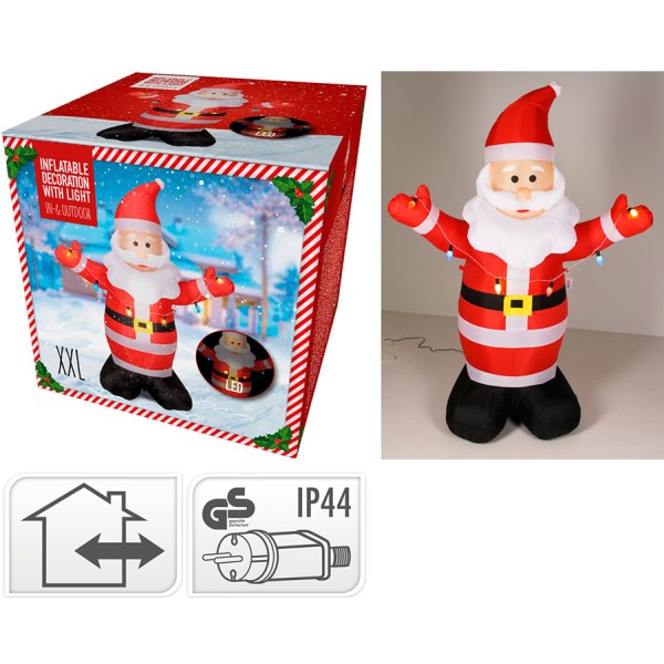 Papa noel hinchable con led, ip44, 120 x 70 x 190 cm