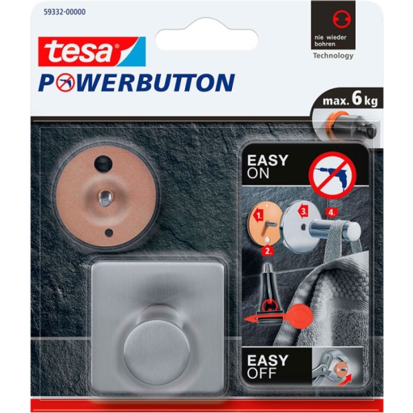 Colgador powerbutton classic square , acero inoxidable